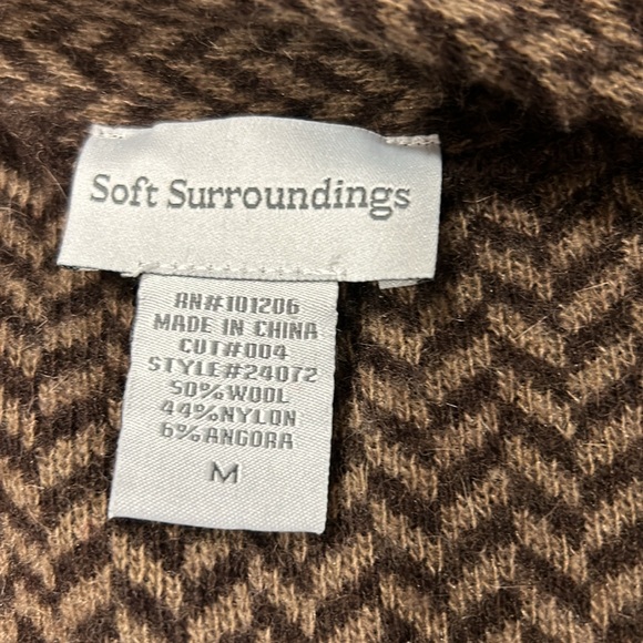 Soft Surroundings Womens Wool Blend Duster Chevron Long Cardigan Coat Size Small - Picture 7 of 7